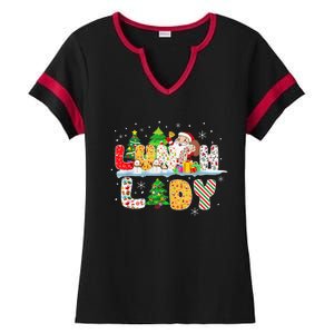 Cute Lunch Lady Funny Christmas Tree Santa Family Xmas Gifts Ladies Halftime Notch Neck Tee