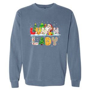 Cute Lunch Lady Funny Christmas Tree Santa Family Xmas Gifts Garment-Dyed Sweatshirt