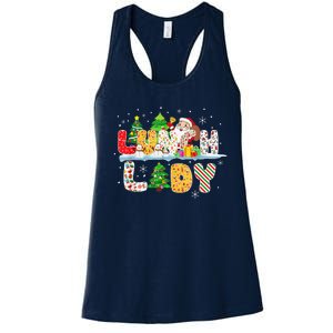 Cute Lunch Lady Funny Christmas Tree Santa Family Xmas Gifts Women's Racerback Tank