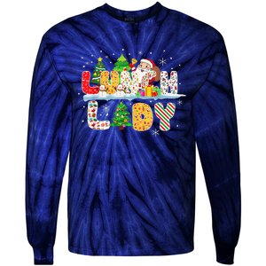 Cute Lunch Lady Funny Christmas Tree Santa Family Xmas Gifts Tie-Dye Long Sleeve Shirt