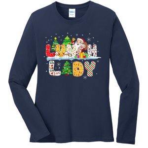 Cute Lunch Lady Funny Christmas Tree Santa Family Xmas Gifts Ladies Long Sleeve Shirt