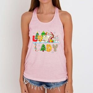 Cute Lunch Lady Funny Christmas Tree Santa Family Xmas Gifts Women's Knotted Racerback Tank