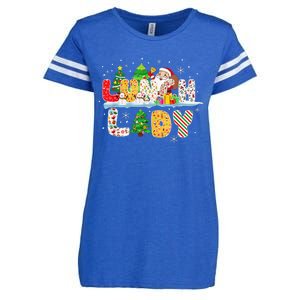 Cute Lunch Lady Funny Christmas Tree Santa Family Xmas Gifts Enza Ladies Jersey Football T-Shirt