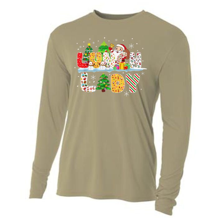 Cute Lunch Lady Funny Christmas Tree Santa Family Xmas Gifts Cooling Performance Long Sleeve Crew