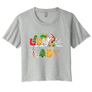 Cute Lunch Lady Funny Christmas Tree Santa Family Xmas Gifts Women's Crop Top Tee