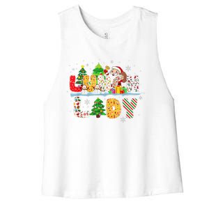 Cute Lunch Lady Funny Christmas Tree Santa Family Xmas Gifts Women's Racerback Cropped Tank