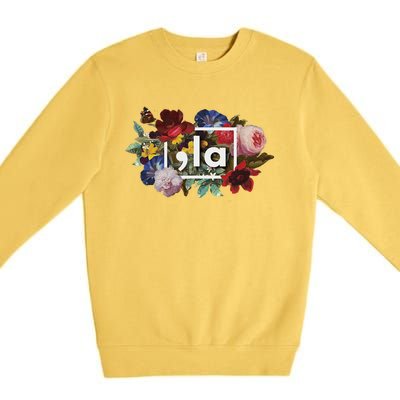 Comma La La Vintage Floral Feminine Flowers Women Comma La Premium Crewneck Sweatshirt