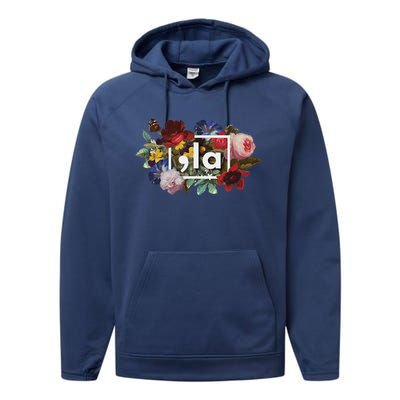 Comma La La Vintage Floral Feminine Flowers Women Comma La Performance Fleece Hoodie