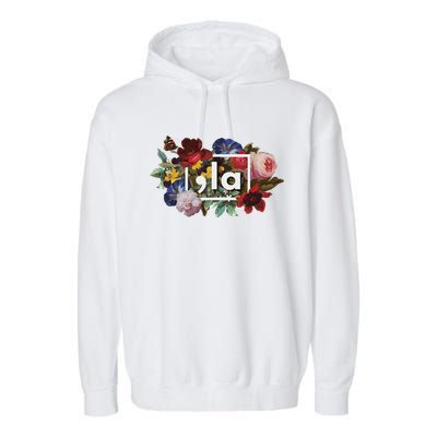 Comma La La Vintage Floral Feminine Flowers Women Comma La Garment-Dyed Fleece Hoodie