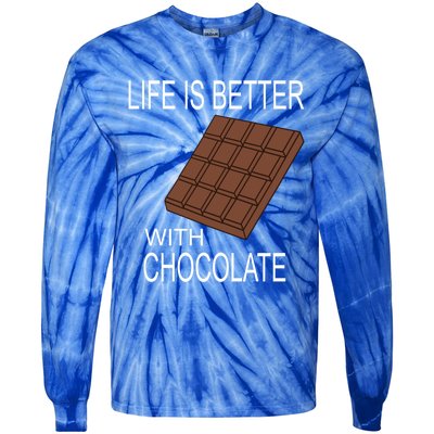 Chocolate Lover Life With Chocolate Delicious Treats Funny Gift Tie-Dye Long Sleeve Shirt