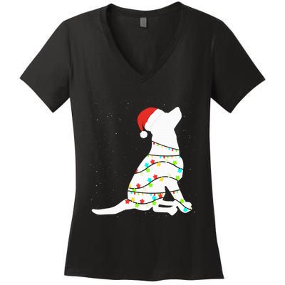 Christmas Lights Labrador Retriever Dog Lover Gift Women's V-Neck T-Shirt