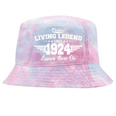 Certified Living Legend Since 1924 Legends Never Die 100th Birthday Tie-Dyed Bucket Hat