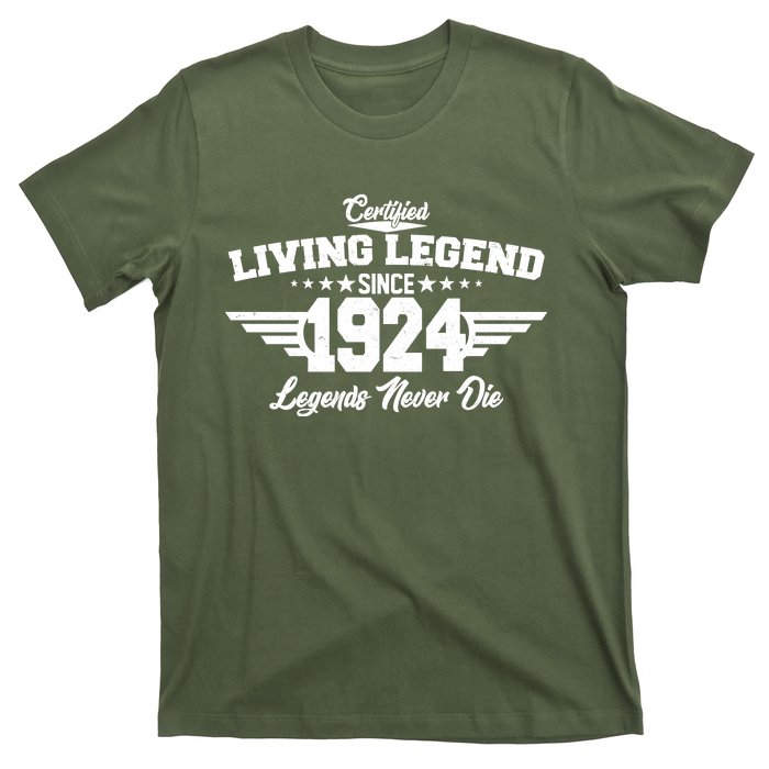 Certified Living Legend Since 1924 Legends Never Die 100th Birthday T-Shirt