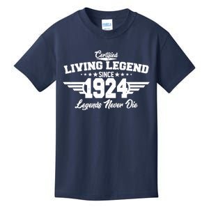 Certified Living Legend Since 1924 Legends Never Die 100th Birthday Kids T-Shirt