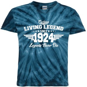 Certified Living Legend Since 1924 Legends Never Die 100th Birthday Kids Tie-Dye T-Shirt