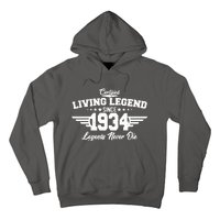 Certified Living Legend Since 1934 Legends Never Die 90th Birthday Hoodie