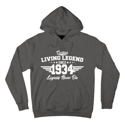 Certified Living Legend Since 1934 Legends Never Die 90th Birthday Hoodie