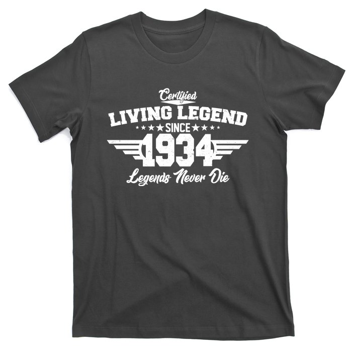 Certified Living Legend Since 1934 Legends Never Die 90th Birthday T-Shirt