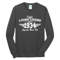 Certified Living Legend Since 1934 Legends Never Die 90th Birthday Tall Long Sleeve T-Shirt