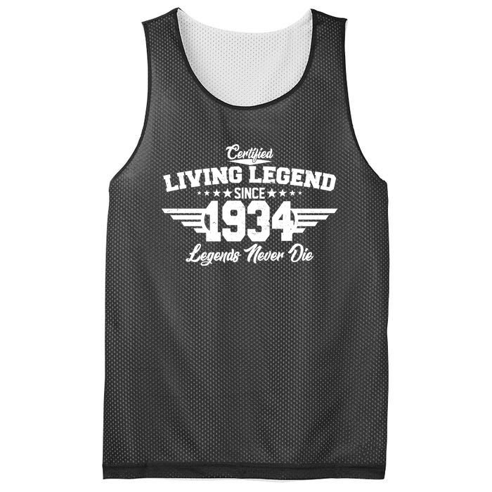 Certified Living Legend Since 1934 Legends Never Die 90th Birthday Mesh Reversible Basketball Jersey Tank