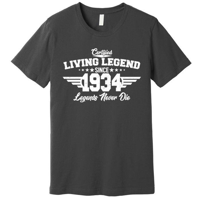 Certified Living Legend Since 1934 Legends Never Die 90th Birthday Premium T-Shirt