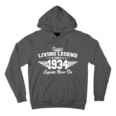 Certified Living Legend Since 1934 Legends Never Die 90th Birthday Tall Hoodie