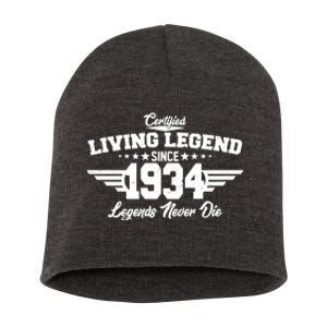 Certified Living Legend Since 1934 Legends Never Die 90th Birthday Short Acrylic Beanie