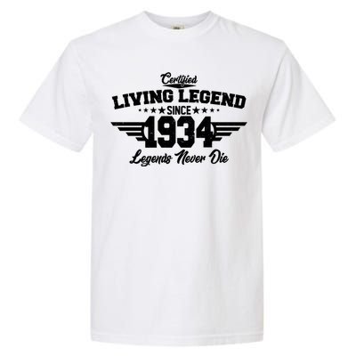 Certified Living Legend Since 1934 Legends Never Die 90th Birthday Garment-Dyed Heavyweight T-Shirt