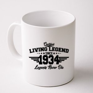 Certified Living Legend Since 1934 Legends Never Die 90th Birthday Coffee Mug