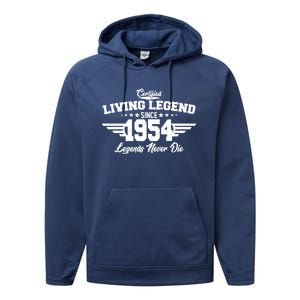 Certified Living Legend Since 1954 Legends Never Die 70th Birthday Performance Fleece Hoodie