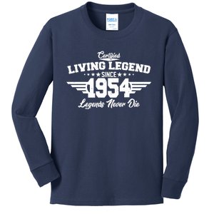 Certified Living Legend Since 1954 Legends Never Die 70th Birthday Kids Long Sleeve Shirt