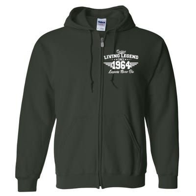 Certified Living Legend Since 1964 Legends Never Die 60th Birthday Full Zip Hoodie