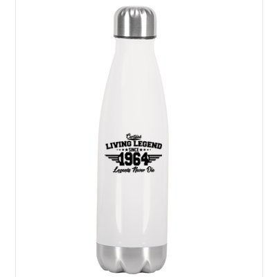 Certified Living Legend Since 1964 Legends Never Die 60th Birthday Stainless Steel Insulated Water Bottle