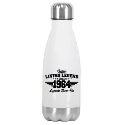 Certified Living Legend Since 1964 Legends Never Die 60th Birthday Stainless Steel Insulated Water Bottle