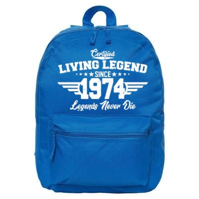 Certified Living Legend Since 1974 Legends Never Die 50th Birthday 16 in Basic Backpack