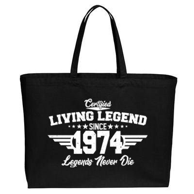 Certified Living Legend Since 1974 Legends Never Die 50th Birthday Cotton Canvas Jumbo Tote