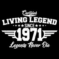 Certified Living Legend Since 1971 Legends Never Die Button