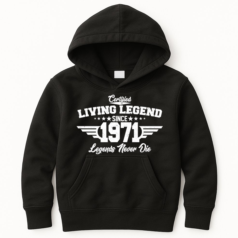 Certified Living Legend Since 1971 Legends Never Die Kids Hoodie