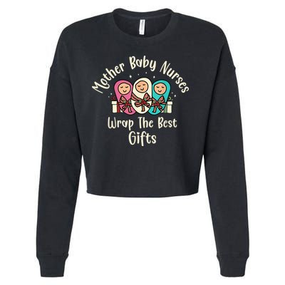 Christmas L&D Labor Mother Baby Nurses Wrap the Best Gifts Cropped Pullover Crew