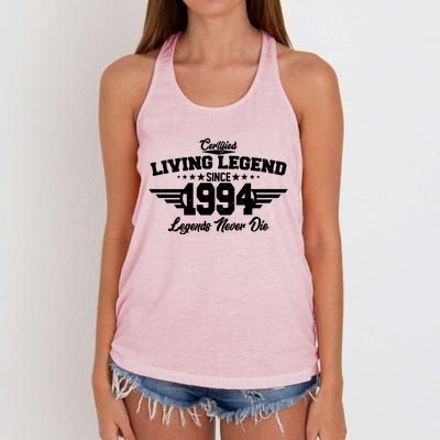 Certified Living Legend Since 1994 Legends Never Die 30th Birthday Women's Knotted Racerback Tank