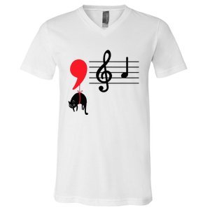 Comma La Music Notes Kamala Harris Music Teacher Elections V-Neck T-Shirt