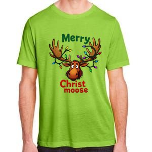 Christmas Lights Moose Merry Christmoose Adult ChromaSoft Performance T-Shirt