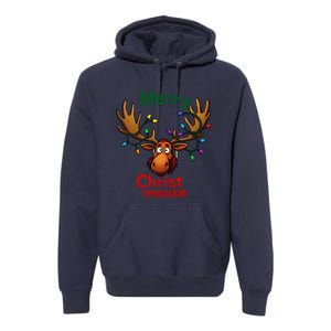 Christmas Lights Moose Merry Christmoose Premium Hoodie