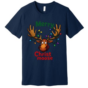 Christmas Lights Moose Merry Christmoose Premium T-Shirt