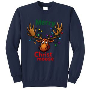 Christmas Lights Moose Merry Christmoose Tall Sweatshirt