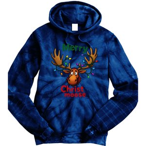 Christmas Lights Moose Merry Christmoose Tie Dye Hoodie