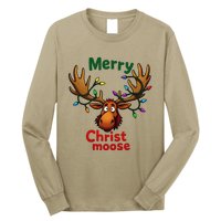 Christmas Lights Moose Merry Christmoose Long Sleeve Shirt