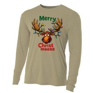 Christmas Lights Moose Merry Christmoose Cooling Performance Long Sleeve Crew