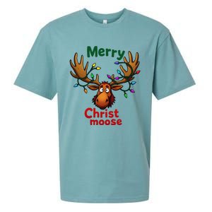 Christmas Lights Moose Merry Christmoose Sueded Cloud Jersey T-Shirt