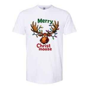 Christmas Lights Moose Merry Christmoose Softstyle CVC T-Shirt